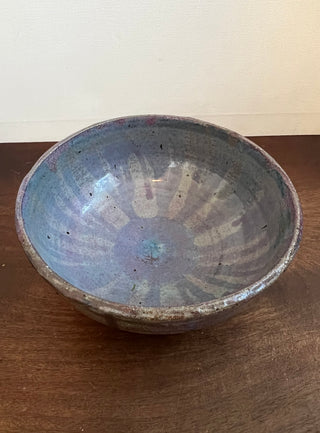 Handmade pottery blue drip glaze bowl