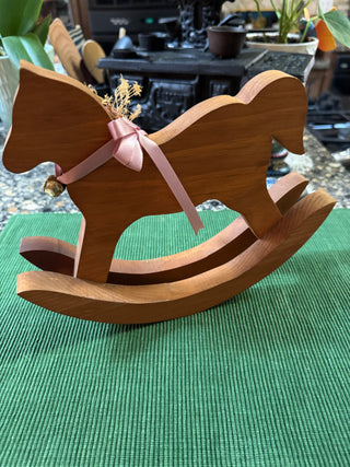 Wooden Rocking Horse Tabletop Figurine