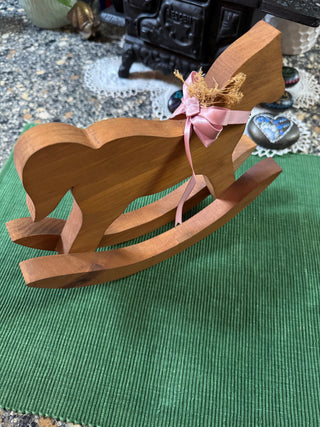 Wooden Rocking Horse Tabletop Figurine