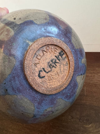 Handmade pottery blue drip glaze bowl