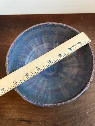 Handmade pottery blue drip glaze bowl
