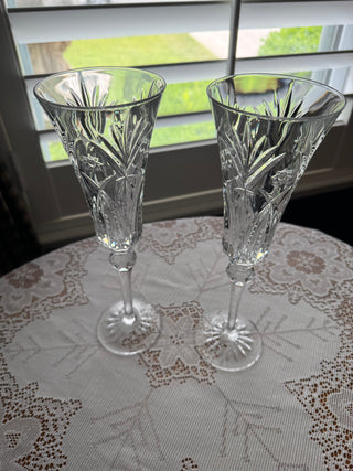 Vintage set of 2 Crystal D Arques Durand Champagne Flutes sold as set of 2