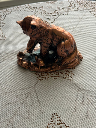 Vintage Cat with Turtle With Cooper Metal Finish