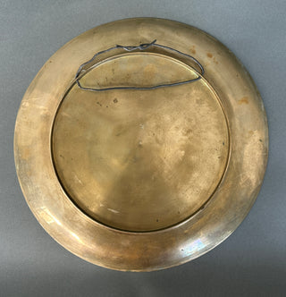 Vintage Mid-Century Korean Cast Brass Charger Plate – 11" Folk Dancers Wall Plaque