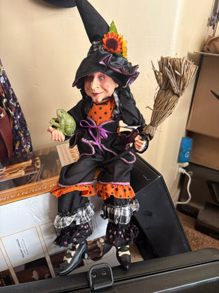 Coven Witch Shelf Sitter, porcelain-look face, 16"