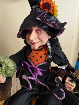 Coven Witch Shelf Sitter, porcelain-look face, 16"