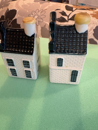Vtg. KLM Delft Blue House Bottles #19 & 22 - Bols Holland, sealed, set of 2