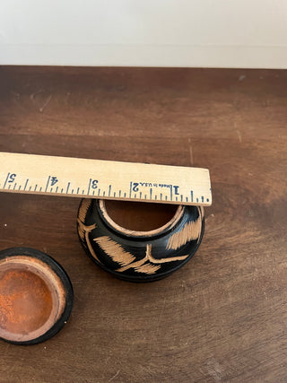 Black carved wood trinket jar