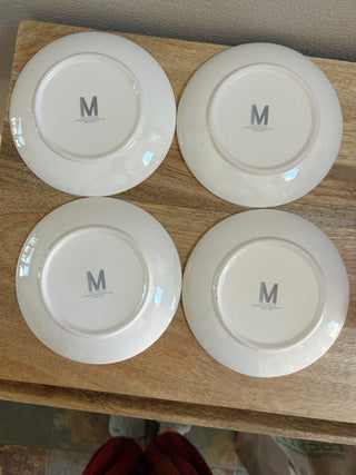 Set of 4 Halloween skeleton plates