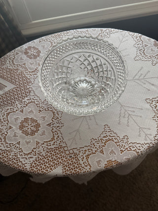 Vintage Anchor Hocking Wexford Diamond Cut Footed Bowl 5 inches tall