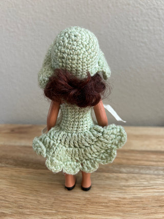 Nancy Ann Storybook Doll, Sage Green Crochet Dress and Bonnet
