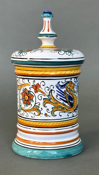 Vintage Grazia Deruta Hand-Painted Majolica Lidded Apothecary Jar – Raffaellesco Dragon
