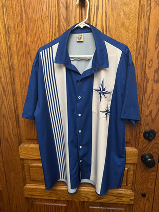 Vintage Men's HarDaddy 1950 Inspired Bowling Shirt in Royal Blue with White  Size XL