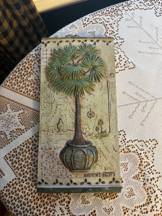 Vintage Janet Kruskamp 3d Resin Potted Palm Plaque with Ancient Egypt