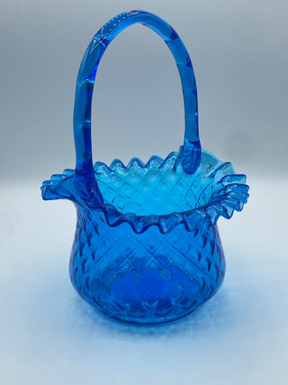 Large blue Fenton basket