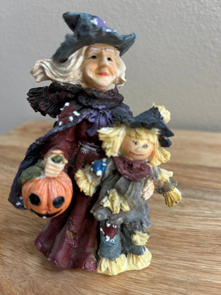 K's Collection Witch With Pumpkin and Scarecrow