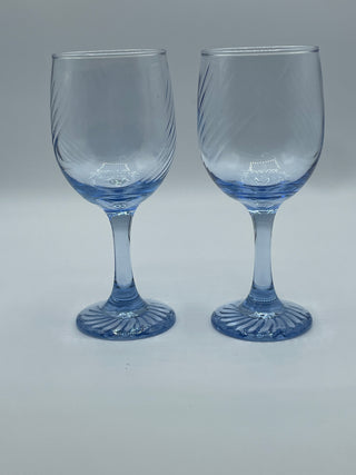 Pair of Libbey blue wine glasses