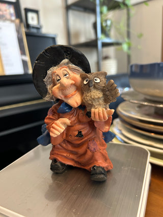 Witch In Brown Dress Holding Owl