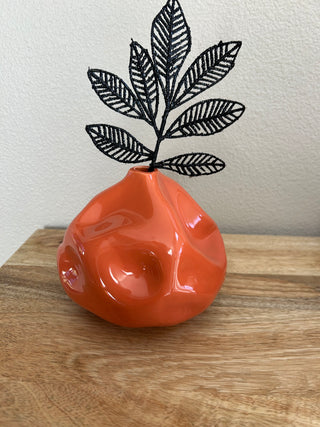 Orange Ceramic Dimpled Vase