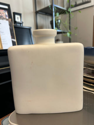 White Ceramic Square Bottle With Black Spider