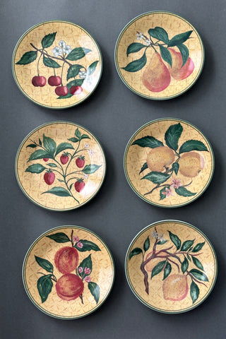 Philippe Deshoulieres Limoges V&A Kensington Fruits Plates, Set of 6 with Original Box, France