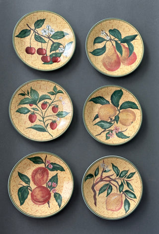 Philippe Deshoulieres Limoges V&A Kensington Fruits Plates, Set of 6 with Original Box, France