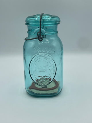 Vintage aqua blue ball mason jar