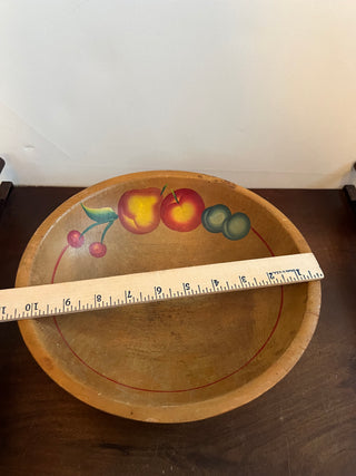 Footed wood painted fruit bowl