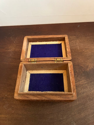 Carved wood inlayed box