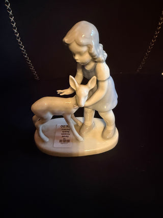 Gerold Porcelain Bavaria Germany Figurine girl with deer