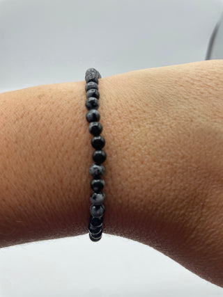 4mm Snowflake Obsidian Bracelet