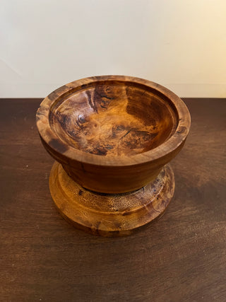 Burl wood pedestal bowl