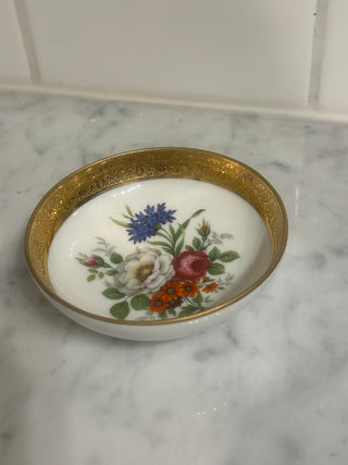 Floral Trinket Dish with Gold Trim    MTS