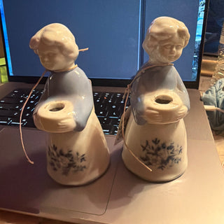 1970's Porcelain German Girl Candle holder Set Germany