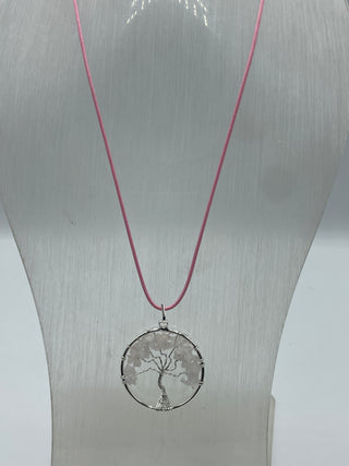 Rose Quartz tree of life necklace