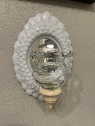 Burwood Faux  Milk Glass Hobnail Wall Sconce     MTS