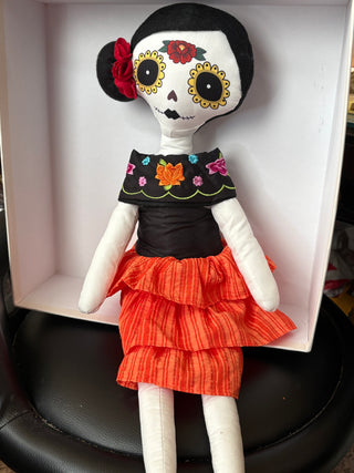 Artisan Day of the Dead Catrina-style doll/shelf sitter 18"