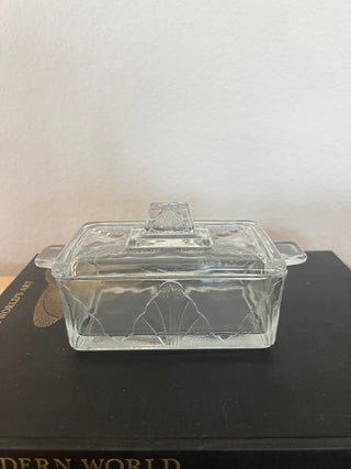 Vintage England glass butter dish