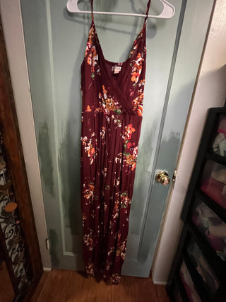 Maroon Floral Jumpsuit