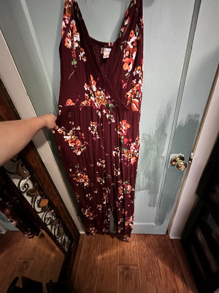 Maroon Floral Jumpsuit
