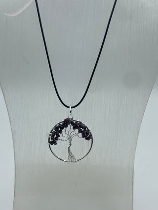 Garnet tree of life necklace