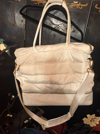 Ipack Puffy Fashion Tote Luggage Cream Bag Travel Adjustable Strap laptop Pocket