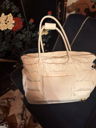Ipack Puffy Fashion Tote Luggage Cream Bag Travel Adjustable Strap laptop Pocket