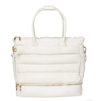 Ipack Puffy Fashion Tote Luggage Cream Bag Travel Adjustable Strap laptop Pocket