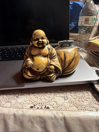 Rare Vintage 1950's Prince Lighter BC Hotei God Table Laughing Buddha