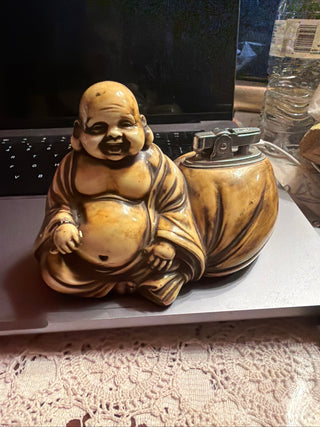 Rare Vintage 1950's Prince Lighter BC Hotei God Table Laughing Buddha