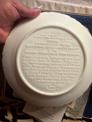 Vintage Fenton " In God We Trust" 1776-1976 Bi-Centennial 8" Plate White Satin
