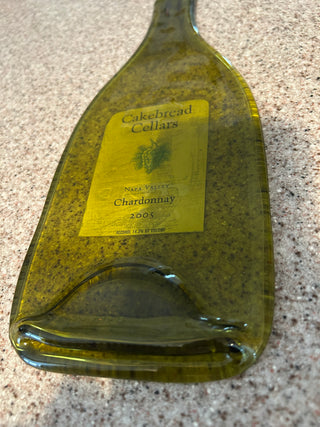 Melted Cakebread wine bottle; serving piece/decor