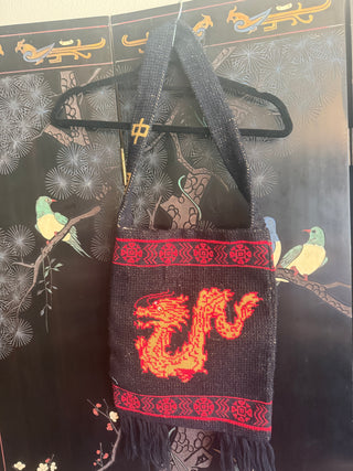 Vintage Woven boho shoulder Imperial Dragon bag