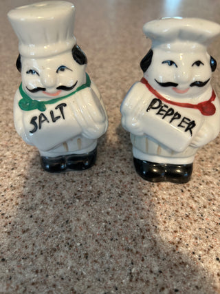VTG Italian chefs salt and pepper set; hand painted